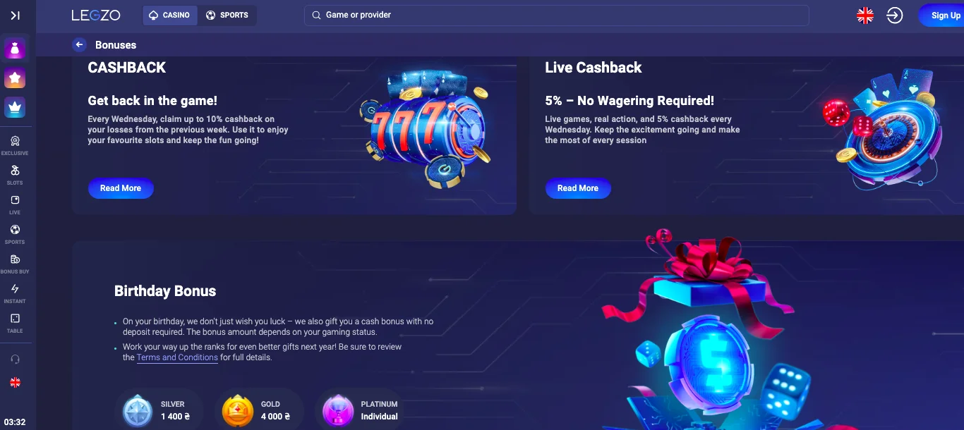 бонуси legzo казино