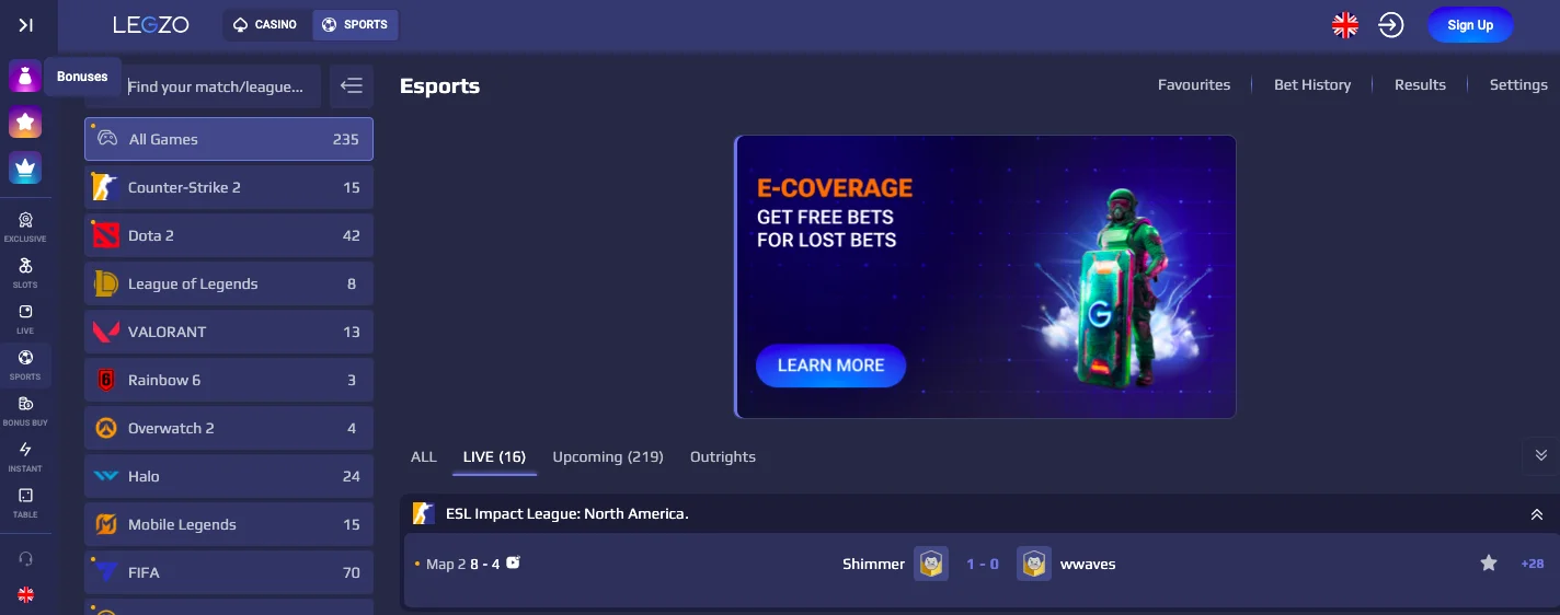 кіберспорт legzo крипто казино
